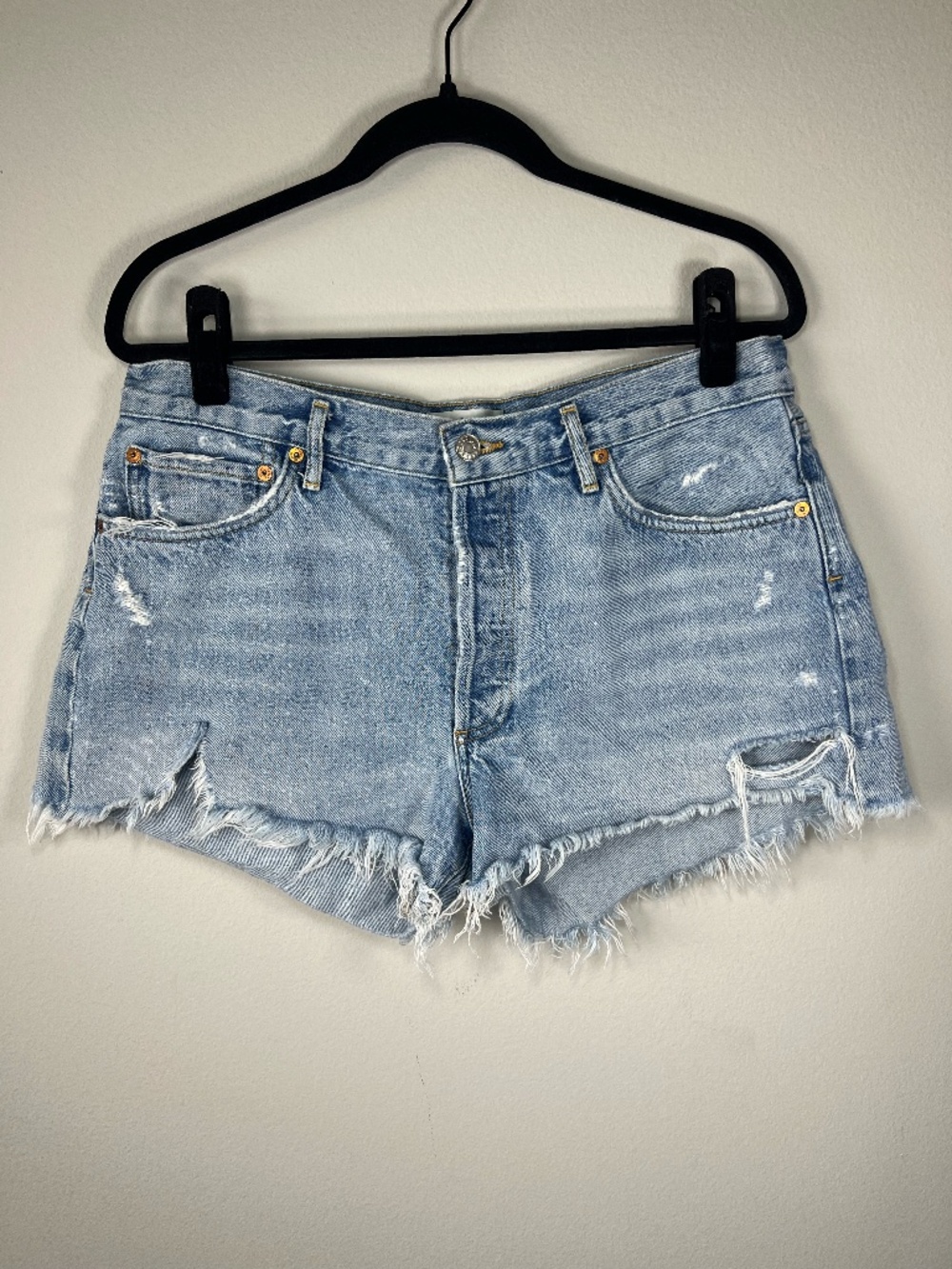 Agolde Parker Vintage Cut-Off Jean Shorts Swapmeet Light Wash Distressed Size 30